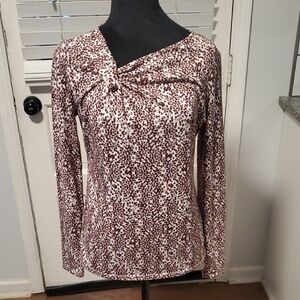 Ann Taylor Women's Purple And White  Patterned Top
